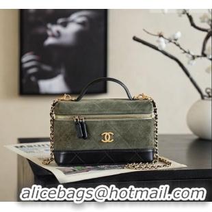 Original Cheap Chanel Vanity with Chain in Suede Calfskin & Shiny Lambskin AP5186 Green 2026