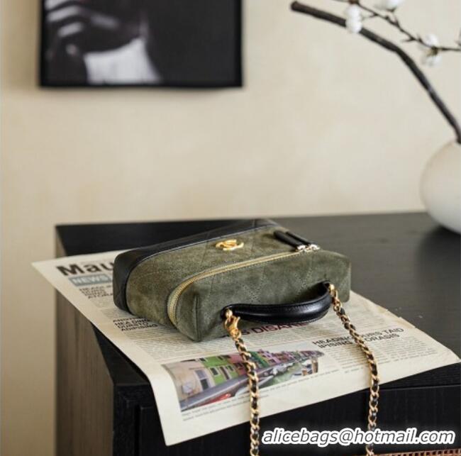 Original Cheap Chanel Vanity with Chain in Suede Calfskin & Shiny Lambskin AP5186 Green 2026