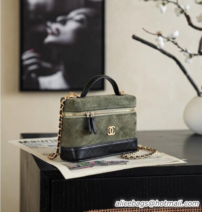 Original Cheap Chanel Vanity with Chain in Suede Calfskin & Shiny Lambskin AP5186 Green 2026