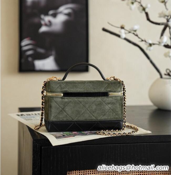 Original Cheap Chanel Vanity with Chain in Suede Calfskin & Shiny Lambskin AP5186 Green 2026