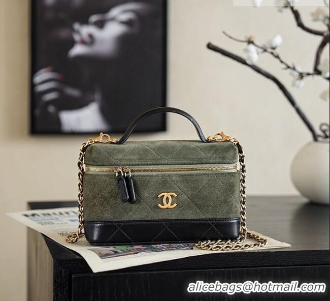 Original Cheap Chanel Vanity with Chain in Suede Calfskin & Shiny Lambskin AP5186 Green 2026