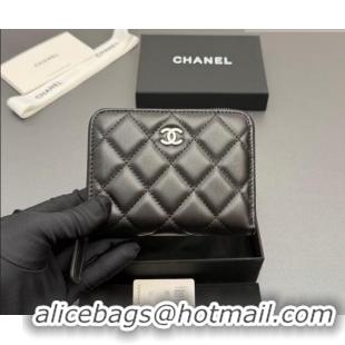 Traditional Specials Chanel Zipped Short Wallet in Lambskin Leather AP4652 Black/Silver 2026
