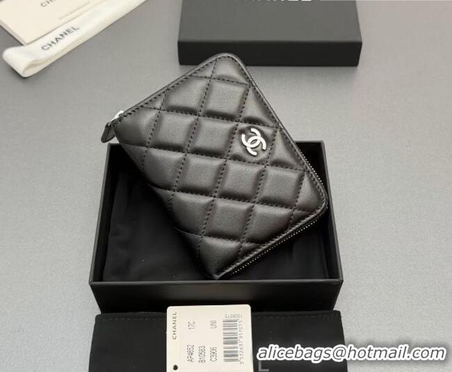 Traditional Specials Chanel Zipped Short Wallet in Lambskin Leather AP4652 Black/Silver 2026