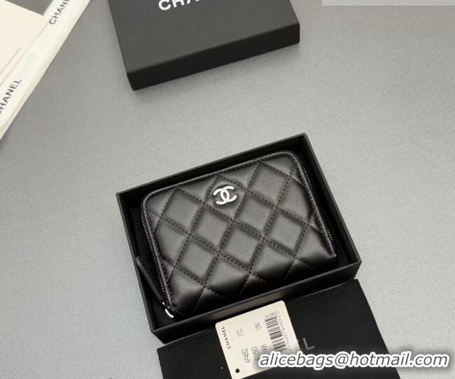 Traditional Specials Chanel Zipped Short Wallet in Lambskin Leather AP4652 Black/Silver 2026
