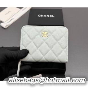 Well Crafted Chanel Zipped Short Wallet in Grained Leather AP4652 Pale Blue 2026