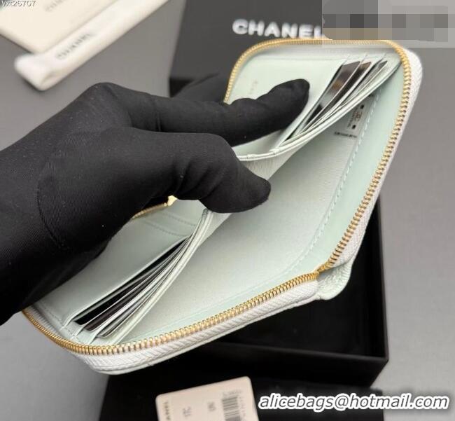 Well Crafted Chanel Zipped Short Wallet in Grained Leather AP4652 Pale Blue 2026