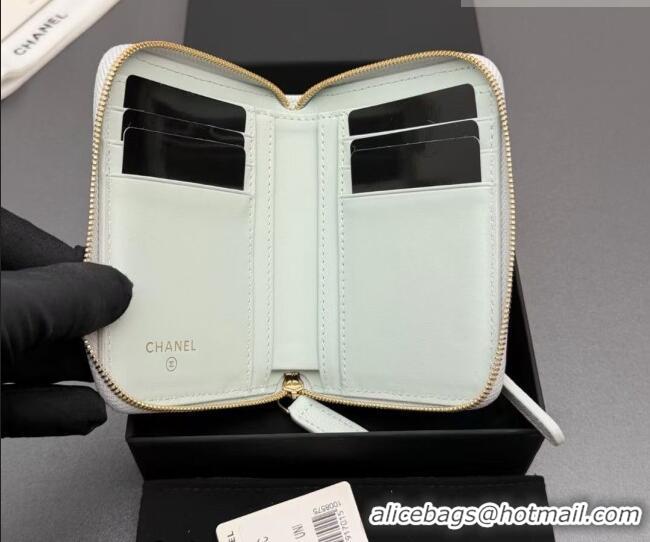 Well Crafted Chanel Zipped Short Wallet in Grained Leather AP4652 Pale Blue 2026