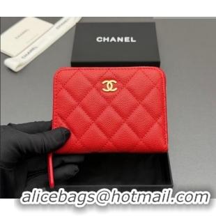 Classic Discount Chanel Zipped Short Wallet in Grained Leather AP4652 Bright Red 2026