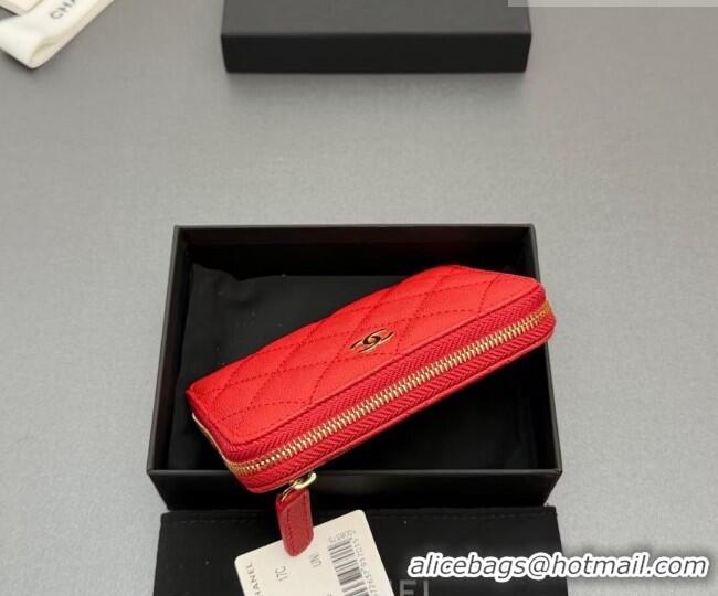 Classic Discount Chanel Zipped Short Wallet in Grained Leather AP4652 Bright Red 2026