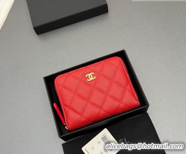 Classic Discount Chanel Zipped Short Wallet in Grained Leather AP4652 Bright Red 2026