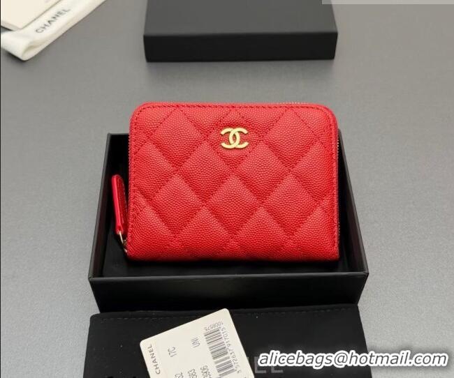 Classic Discount Chanel Zipped Short Wallet in Grained Leather AP4652 Bright Red 2026