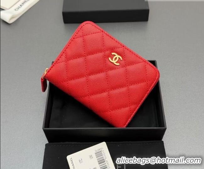 Classic Discount Chanel Zipped Short Wallet in Grained Leather AP4652 Bright Red 2026