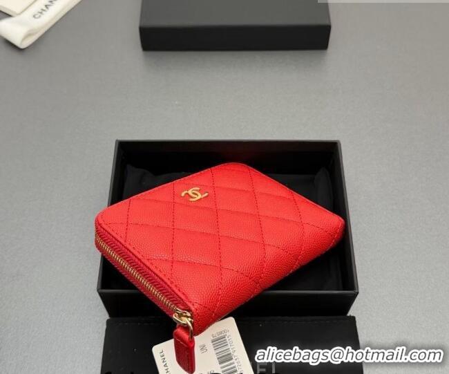 Classic Discount Chanel Zipped Short Wallet in Grained Leather AP4652 Bright Red 2026