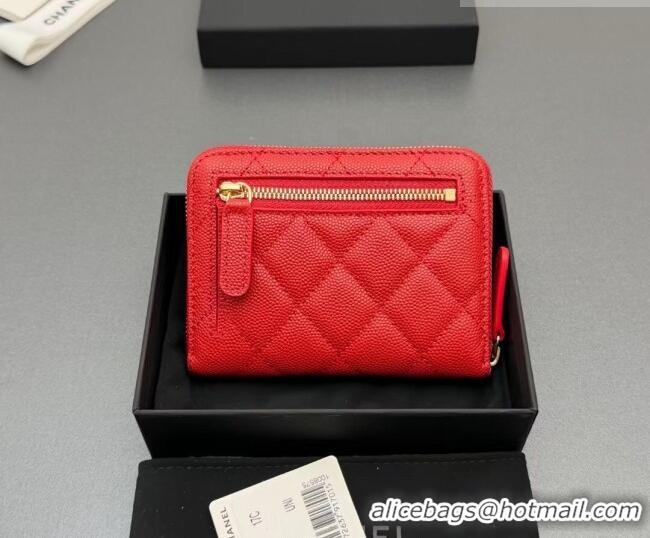 Classic Discount Chanel Zipped Short Wallet in Grained Leather AP4652 Bright Red 2026