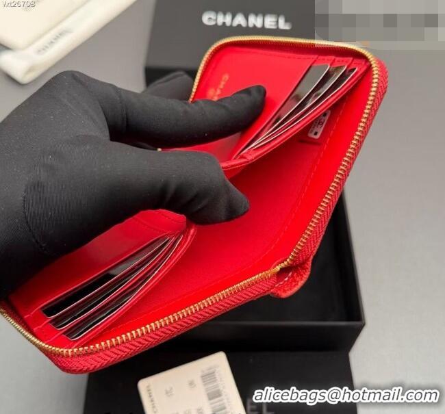 Classic Discount Chanel Zipped Short Wallet in Grained Leather AP4652 Bright Red 2026