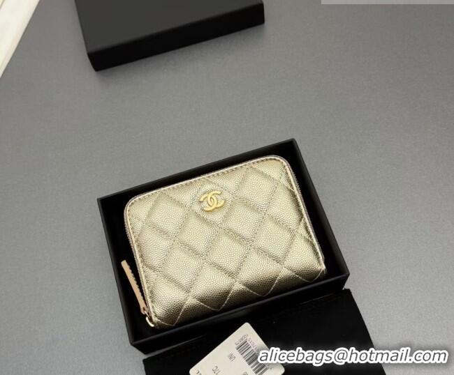 New Design Chanel Zipped Short Wallet in Grained Leather AP4652 Gold 2026