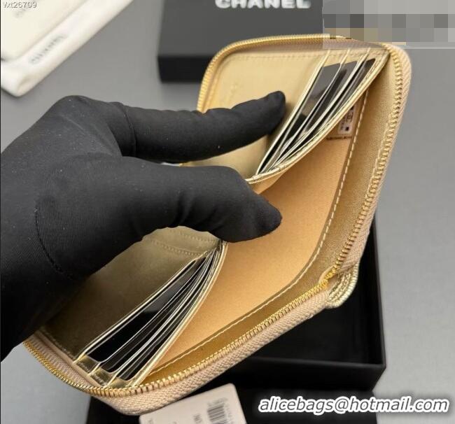 New Design Chanel Zipped Short Wallet in Grained Leather AP4652 Gold 2026