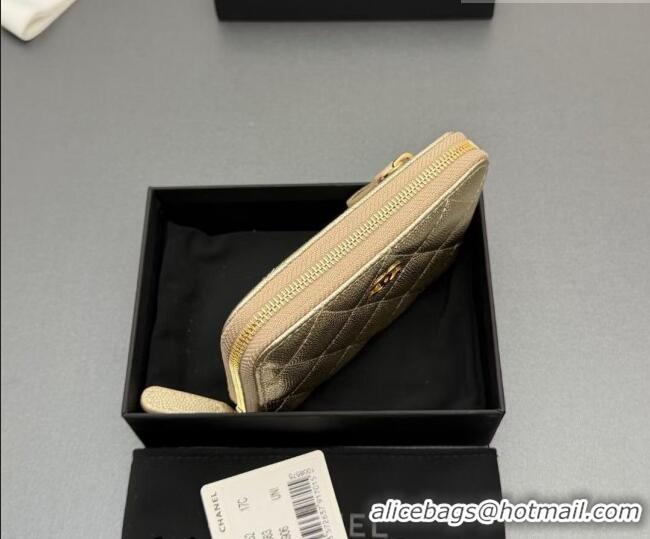 New Design Chanel Zipped Short Wallet in Grained Leather AP4652 Gold 2026