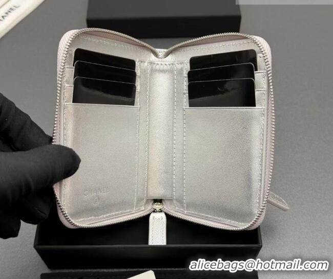 Luxury Cheap Chanel Zipped Short Wallet in Grained Leather AP4652 Silver 2026