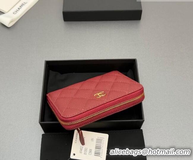 Free Shipping Discount Chanel Zipped Short Wallet in Grained Leather AP4652 Dark Red 2026