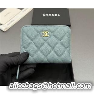 Grade Quality Chanel Zipped Short Wallet in Grained Leather AP4652 Blue 2026
