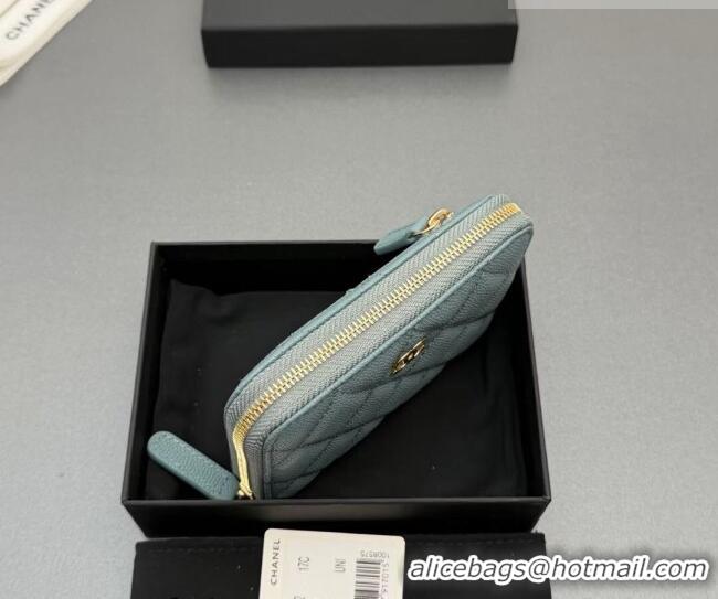 Grade Quality Chanel Zipped Short Wallet in Grained Leather AP4652 Blue 2026