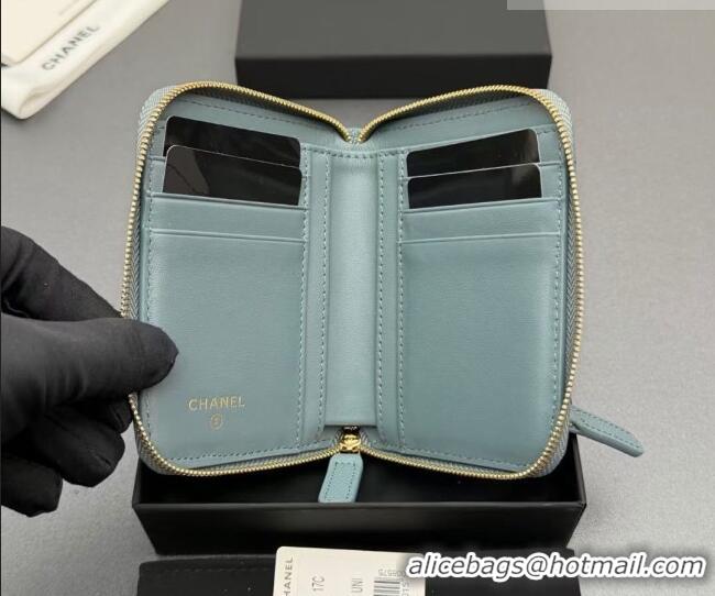 Grade Quality Chanel Zipped Short Wallet in Grained Leather AP4652 Blue 2026
