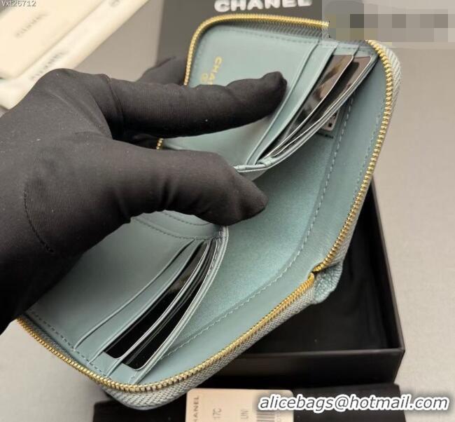 Grade Quality Chanel Zipped Short Wallet in Grained Leather AP4652 Blue 2026