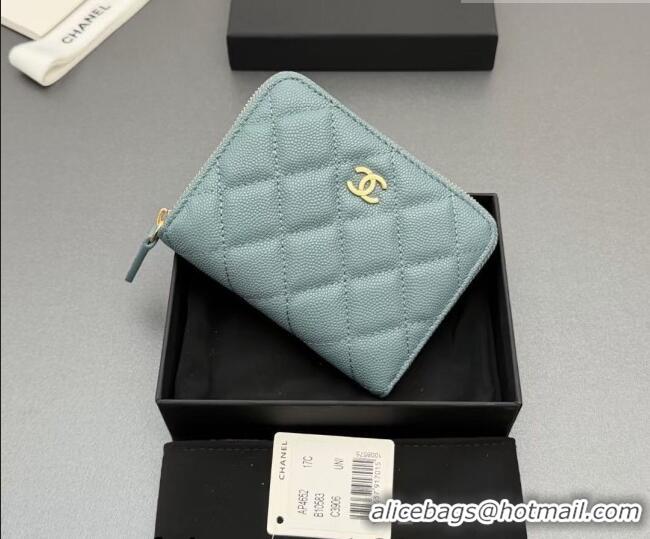 Grade Quality Chanel Zipped Short Wallet in Grained Leather AP4652 Blue 2026