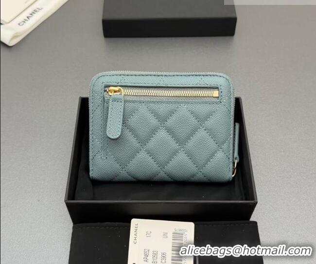 Grade Quality Chanel Zipped Short Wallet in Grained Leather AP4652 Blue 2026