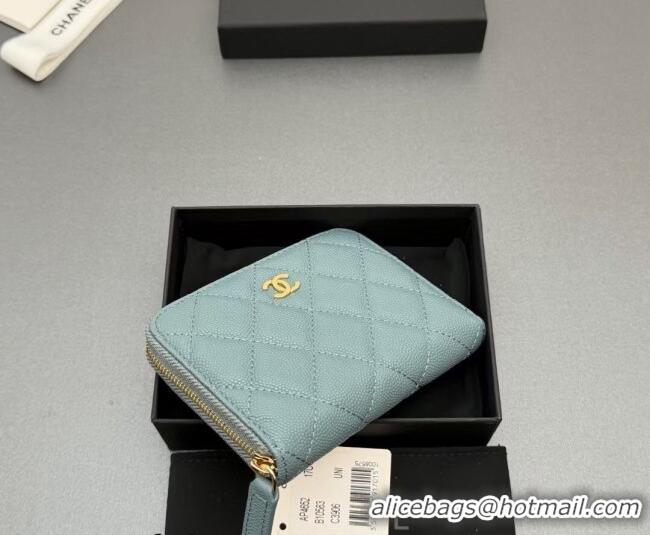 Grade Quality Chanel Zipped Short Wallet in Grained Leather AP4652 Blue 2026