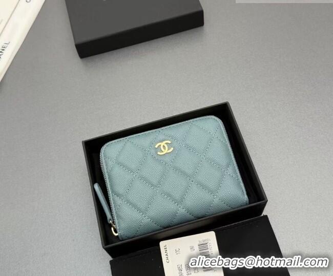 Grade Quality Chanel Zipped Short Wallet in Grained Leather AP4652 Blue 2026