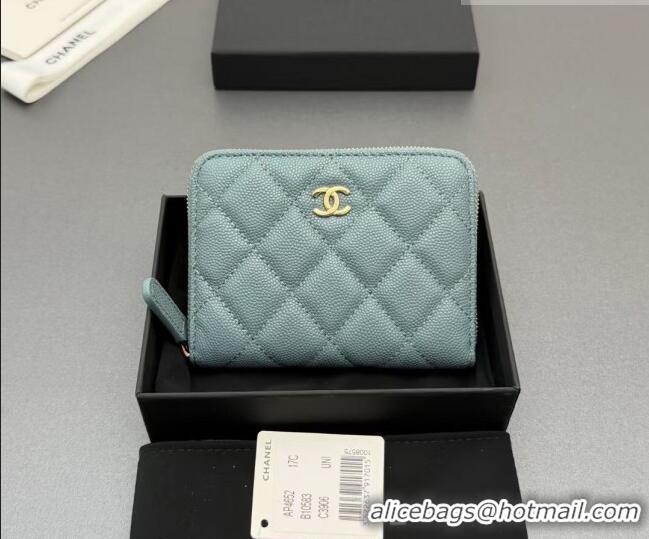 Grade Quality Chanel Zipped Short Wallet in Grained Leather AP4652 Blue 2026