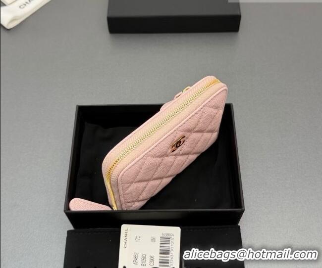 Hot Style Chanel Zipped Short Wallet in Grained Leather AP4652 Light Pink 2026