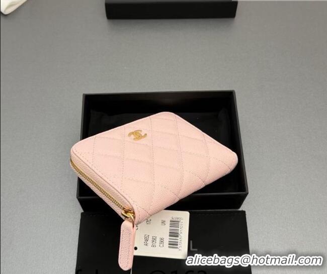Hot Style Chanel Zipped Short Wallet in Grained Leather AP4652 Light Pink 2026