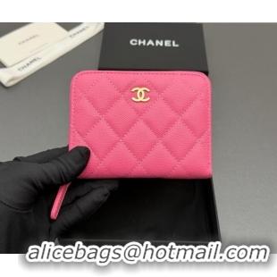 Top Grade Chanel Zipped Short Wallet in Grained Leather AP4652 Dark Pink 2026