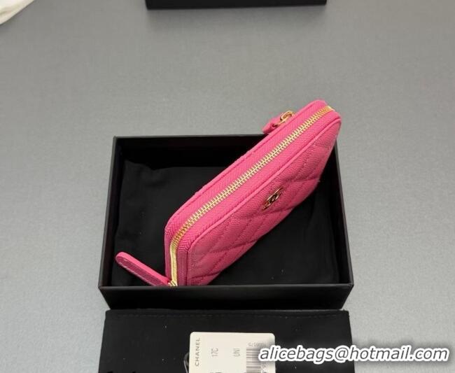 Top Grade Chanel Zipped Short Wallet in Grained Leather AP4652 Dark Pink 2026