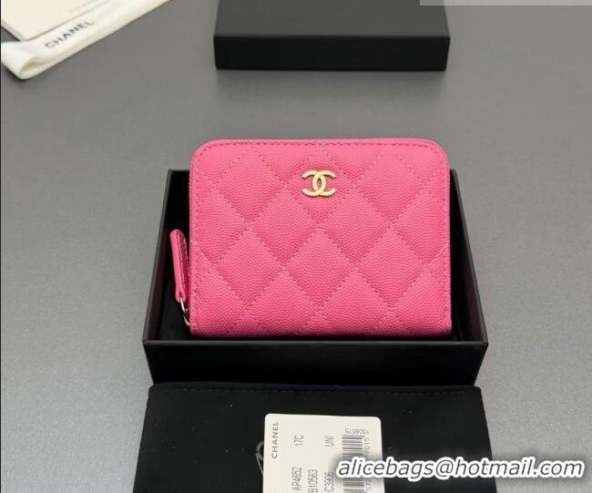 Top Grade Chanel Zipped Short Wallet in Grained Leather AP4652 Dark Pink 2026