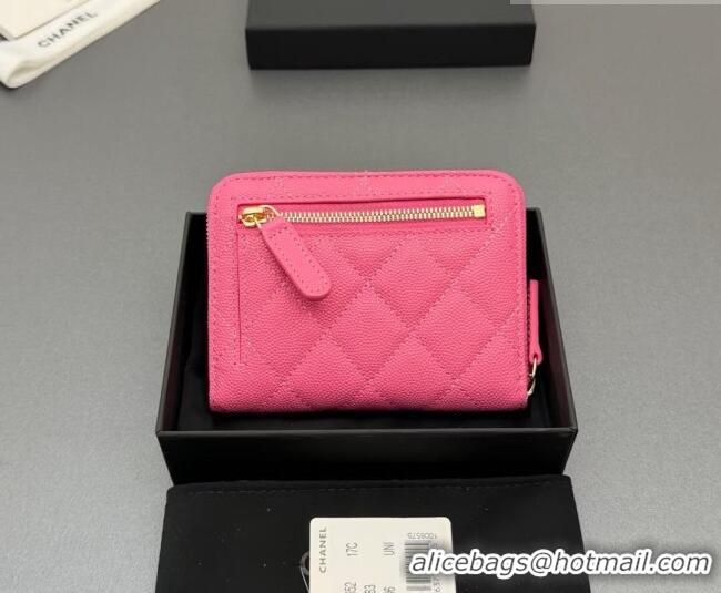 Top Grade Chanel Zipped Short Wallet in Grained Leather AP4652 Dark Pink 2026
