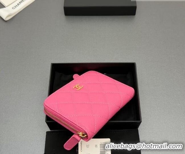 Top Grade Chanel Zipped Short Wallet in Grained Leather AP4652 Dark Pink 2026