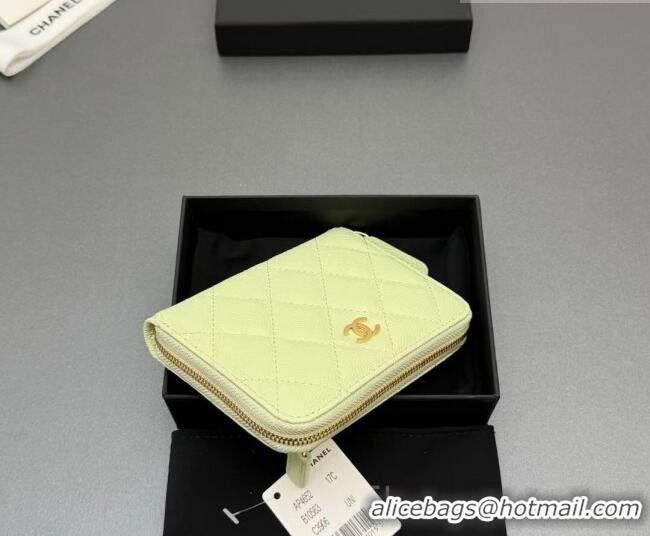 Stylish Cheap Chanel Zipped Short Wallet in Grained Leather AP4652 Yellow Green 2026