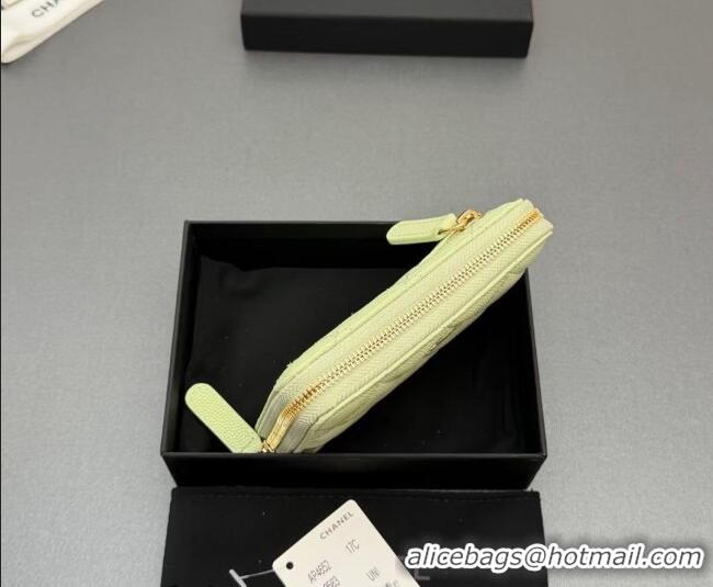 Stylish Cheap Chanel Zipped Short Wallet in Grained Leather AP4652 Yellow Green 2026