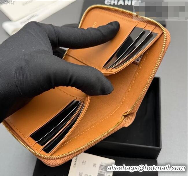 Best Price Chanel Zipped Short Wallet in Grained Leather AP4652 Light Brown 2026