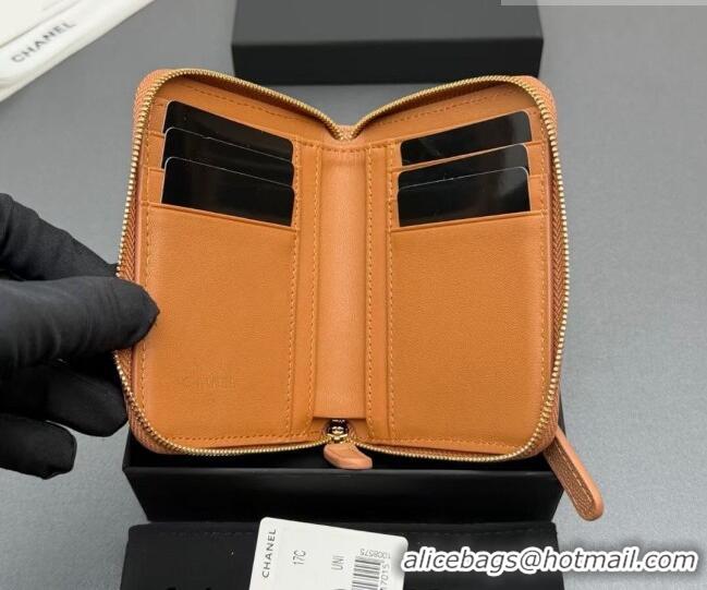 Best Price Chanel Zipped Short Wallet in Grained Leather AP4652 Light Brown 2026