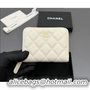 Original Cheap Chanel Zipped Short Wallet in Grained Leather AP4652 Cream White 2026