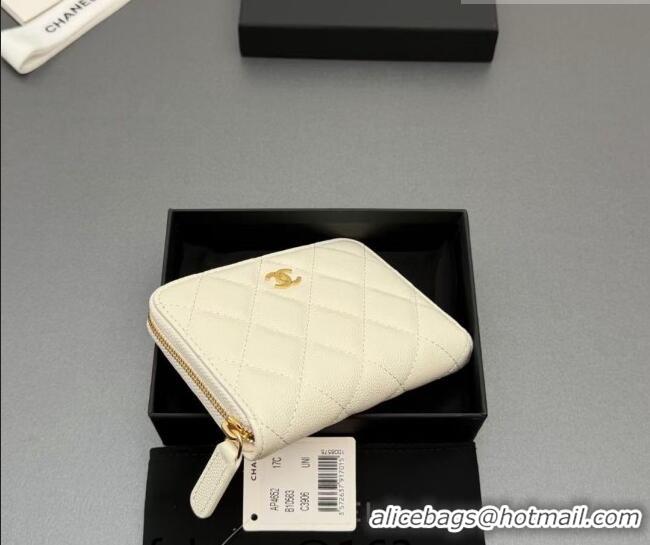 Original Cheap Chanel Zipped Short Wallet in Grained Leather AP4652 Cream White 2026