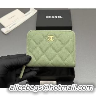 Grade Quality Chanel Zipped Short Wallet in Grained Leather AP4652 Light Green 2026