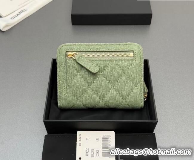 Grade Quality Chanel Zipped Short Wallet in Grained Leather AP4652 Light Green 2026