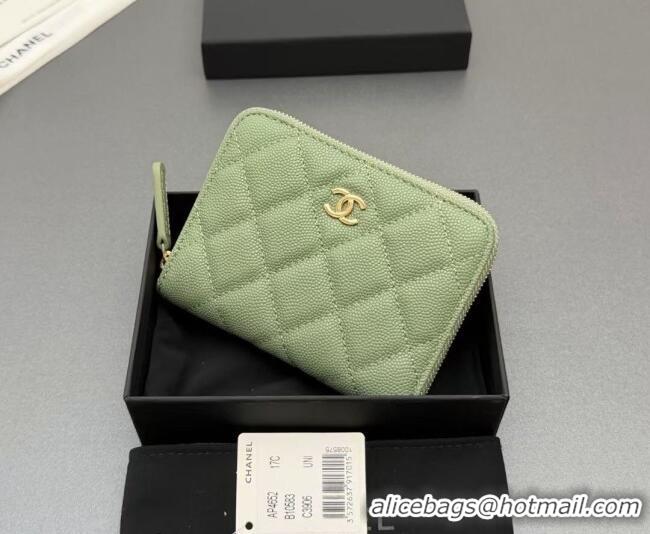 Grade Quality Chanel Zipped Short Wallet in Grained Leather AP4652 Light Green 2026