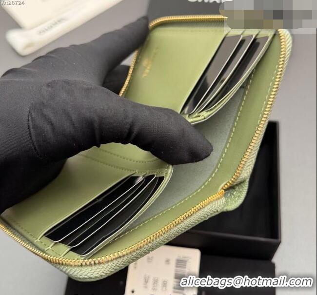 Grade Quality Chanel Zipped Short Wallet in Grained Leather AP4652 Light Green 2026
